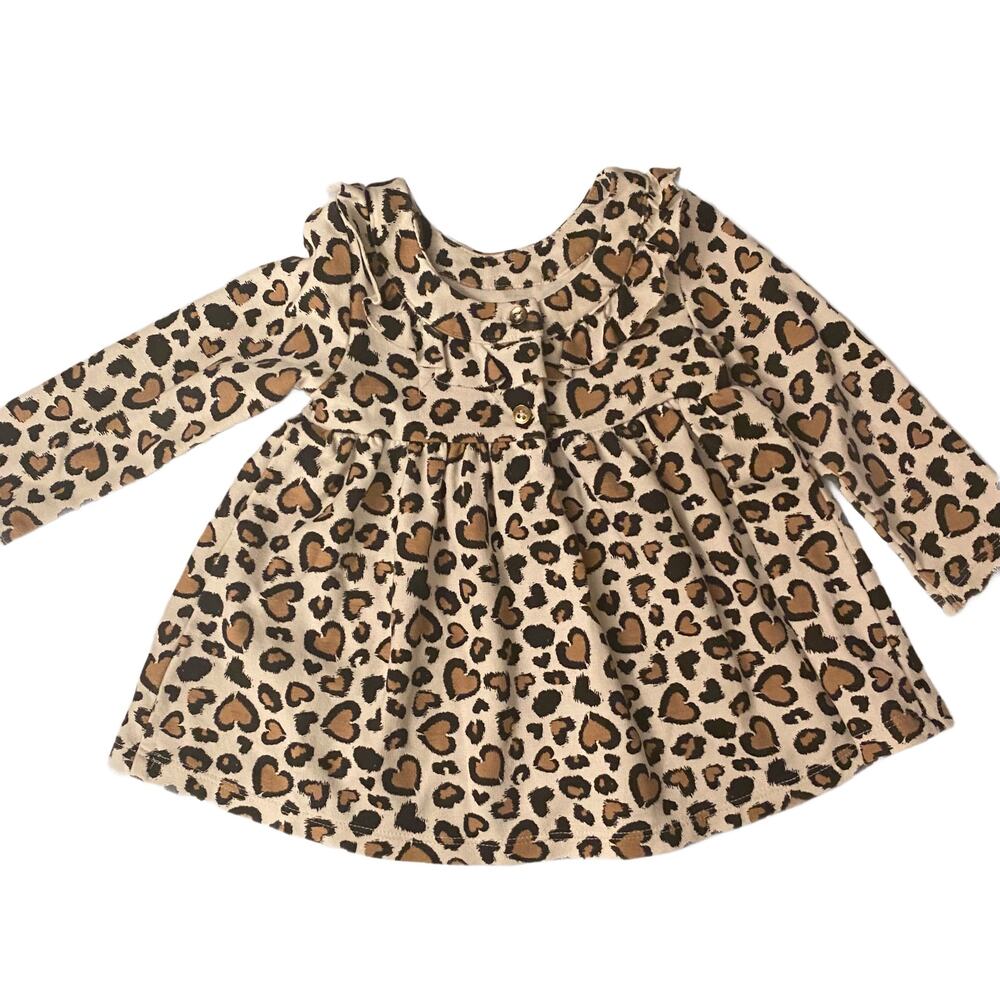 3pc, Baby Cheeta Print Dress, black leggings and Bow Headband Size 12Months - Picture 4 of 8